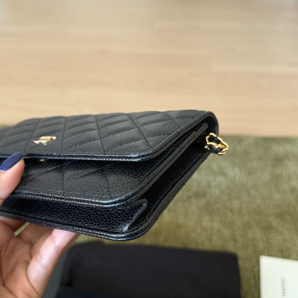 CHANEL Black Caviar Wallet on a Chain Gold Hardware - Picture 3 of 8
